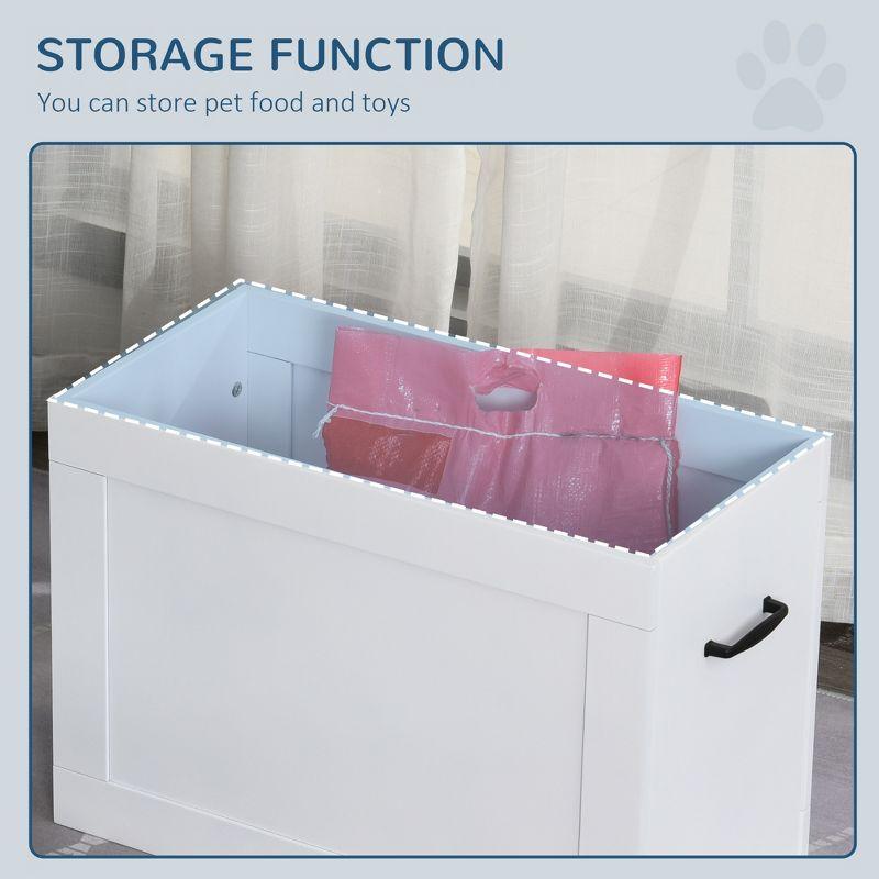 PawHut Raised Pet Feeding Storage Station with 2 Stainless Steel Bowls Base for Large Dogs and Other Large Pets