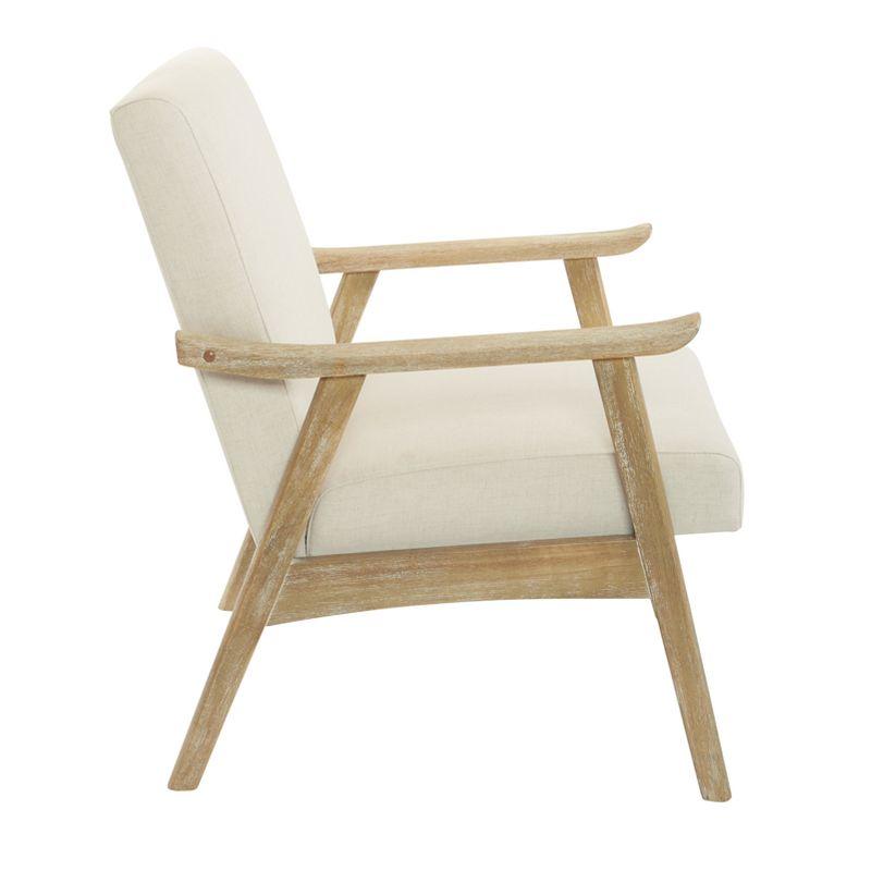 Weldon Chair Linen - OSP Home Furnishings: Mid-Century Modern, Rustic Wood Frame, Comfortable Seating