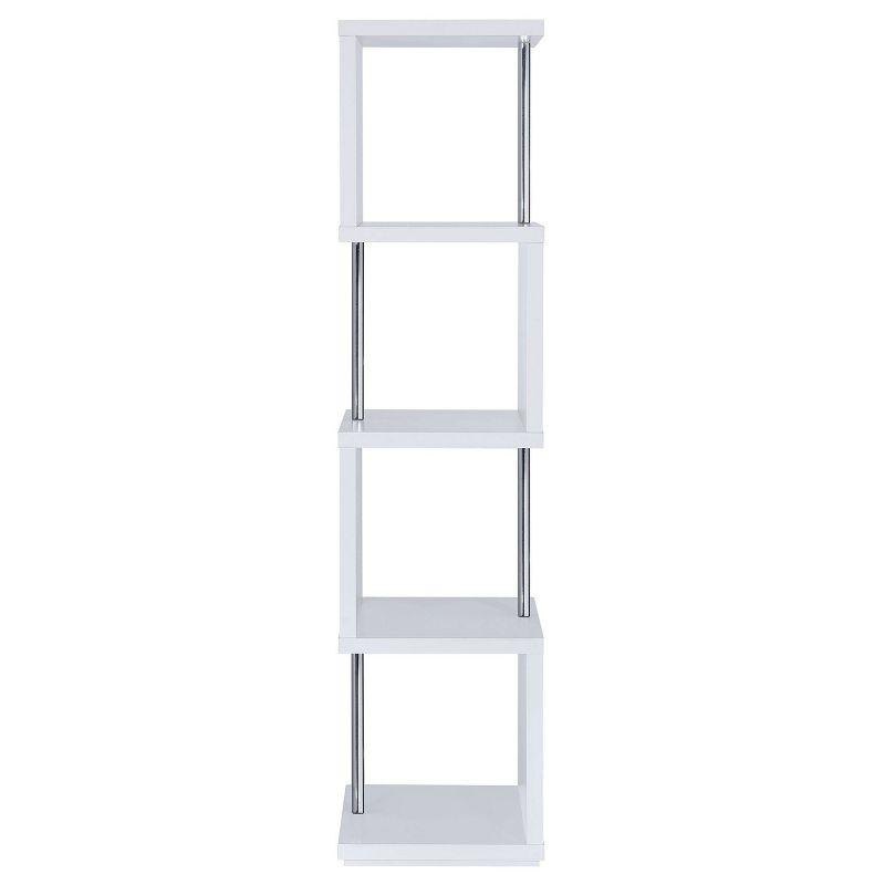 Baxter 4 Shelf Zig Zag Bookcase with Chrome Details - Coaster