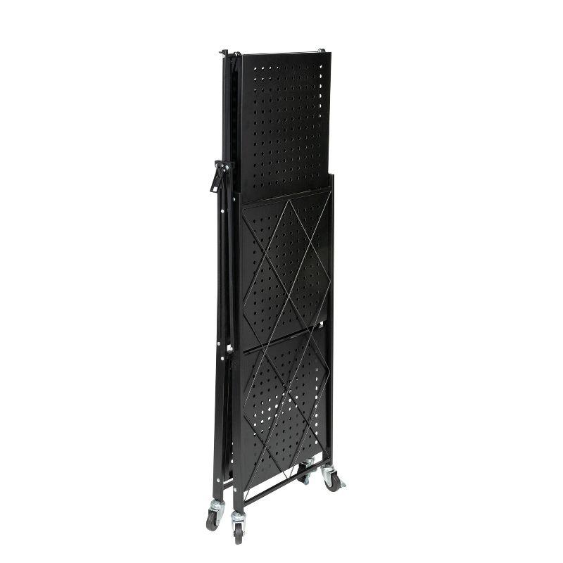 Honey-Can-Do 3 Tier Foldable Shelving Rack Black: Steel Utility Storage, Wire Rack Shelving, 75 lb Capacity