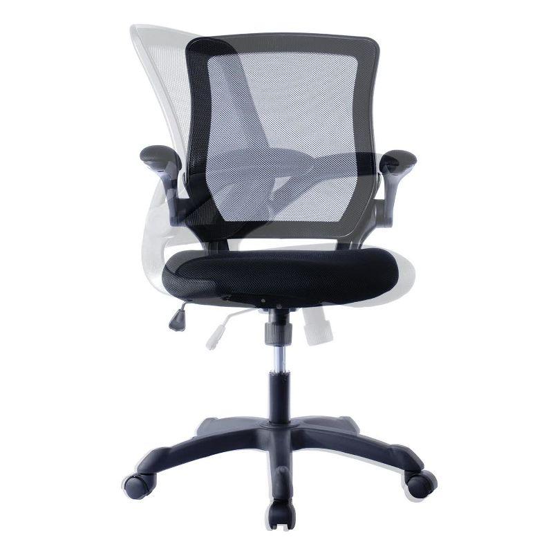Techni Mobili Mesh Task Office Chair with Flip Up Arms Black - Techni Mobili: Ergonomic, Adjustable, Swivel, Nylon Frame