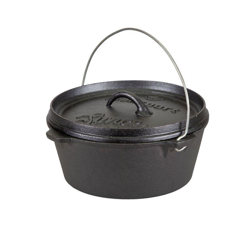 Stansport Preseasoned Cast Iron Flat Bottom Dutch Oven - 4 QT