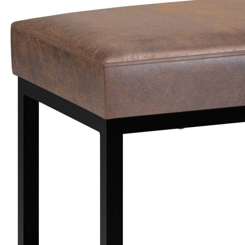WyndenHall 26" Kerwood Contemporary Rectangle Bench Distressed Chestnut Brown: Upholstered Entryway Seating, Faux Leather