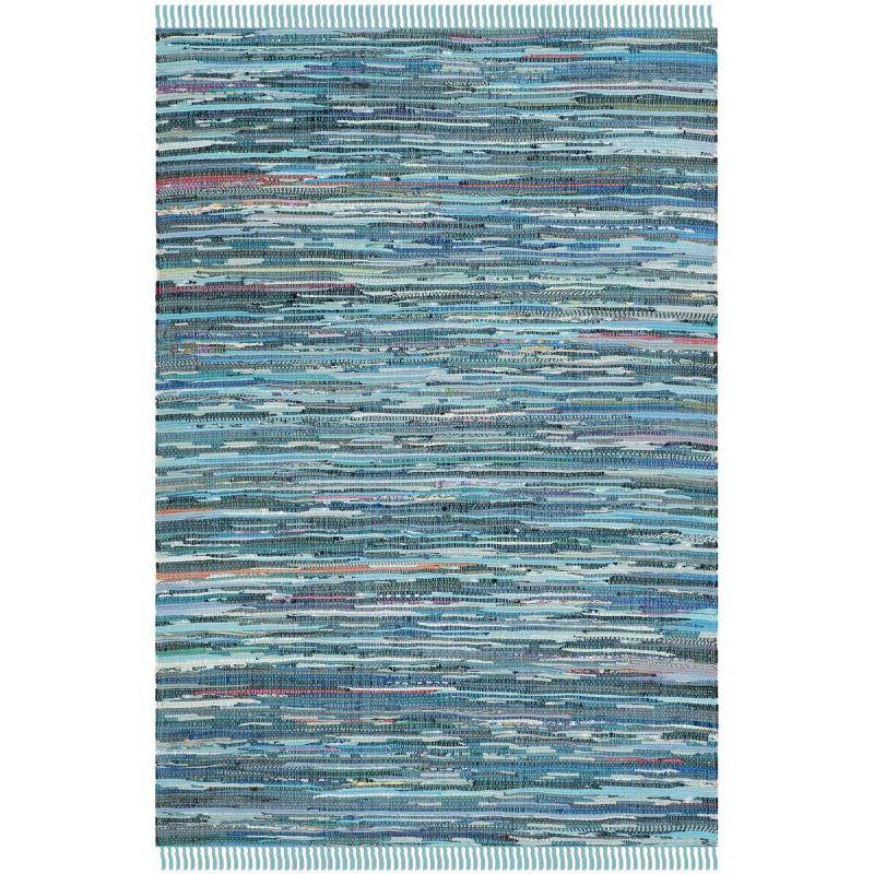 Blue Multicolor Handwoven Wool Cotton 4' x 6' Area Rug