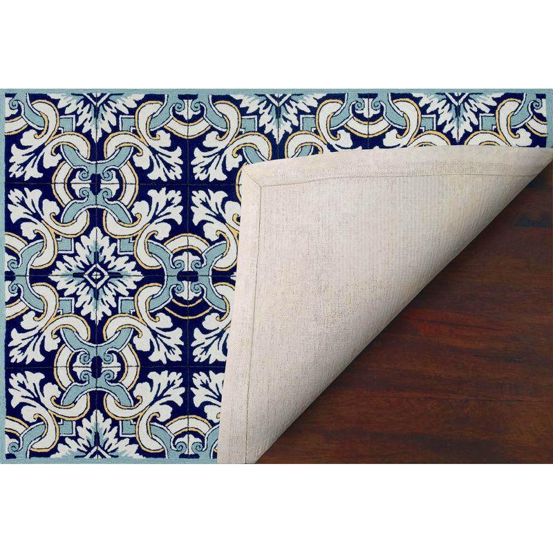 Liora Manne Ravella Floral Tile Indoor/Outdoor Rug Navy 3'6" x 5'6"