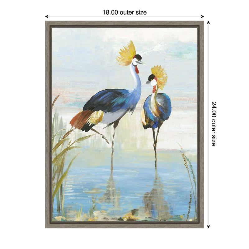 Heron Pairing Canvas Art with Greywash Frame, 18 x 24 inches