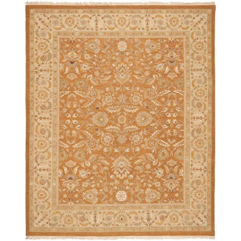 Sumak Copper and Beige 6' x 9' Wool Flat Woven Area Rug