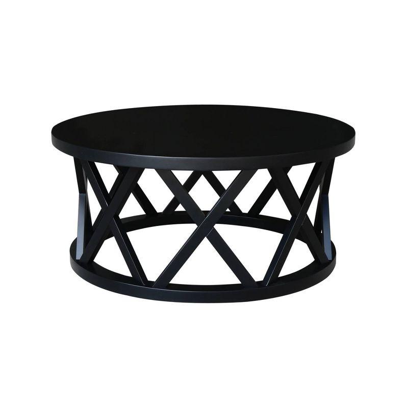 40" Ceylon Round Coffee Table Black - International Concepts: Hardwood Frame, Spot Clean, 18" Height