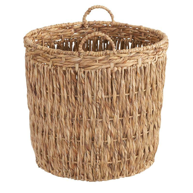 Tall Wicker Floor Basket, Woven Decorative Basket with Handles, Handmade, Great for Laundry and Storage, Natural