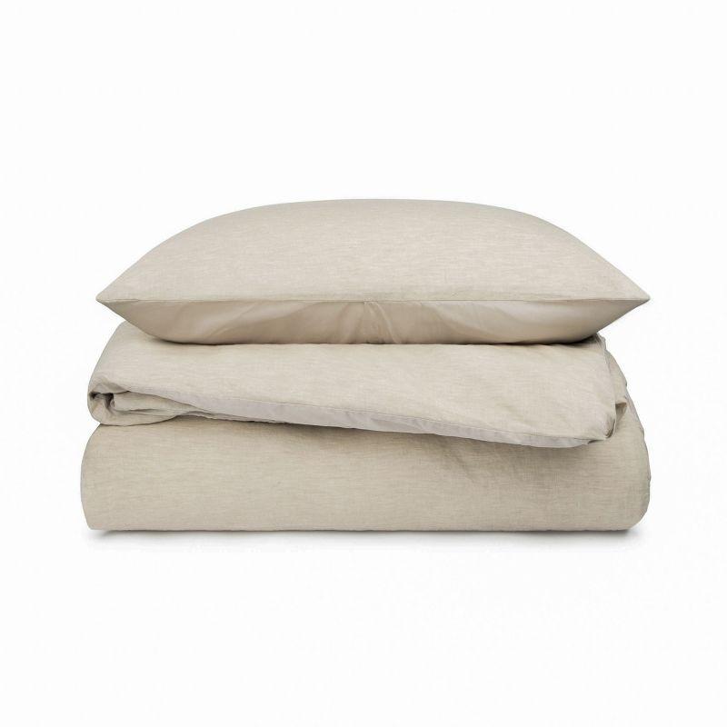 Twin/Twin XL French Linen and Cotton Duvet Cover Set in Putty Heather