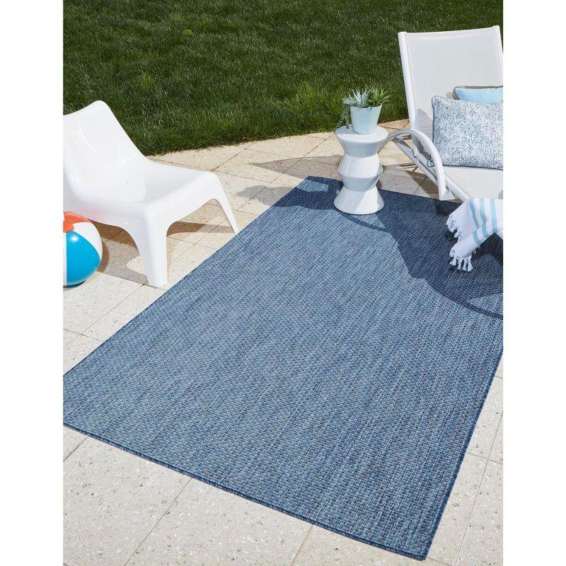 Navy Blue Easy-Care Synthetic 9' x 12' Outdoor Rug