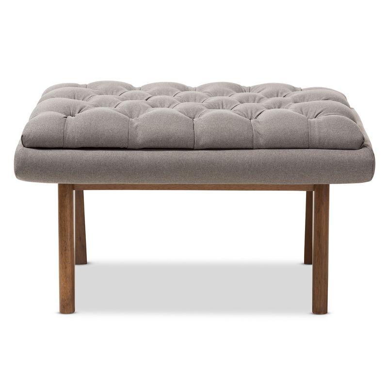 Annetha Mid-Century Modern Grey Fabric Button-Tufted Ottoman