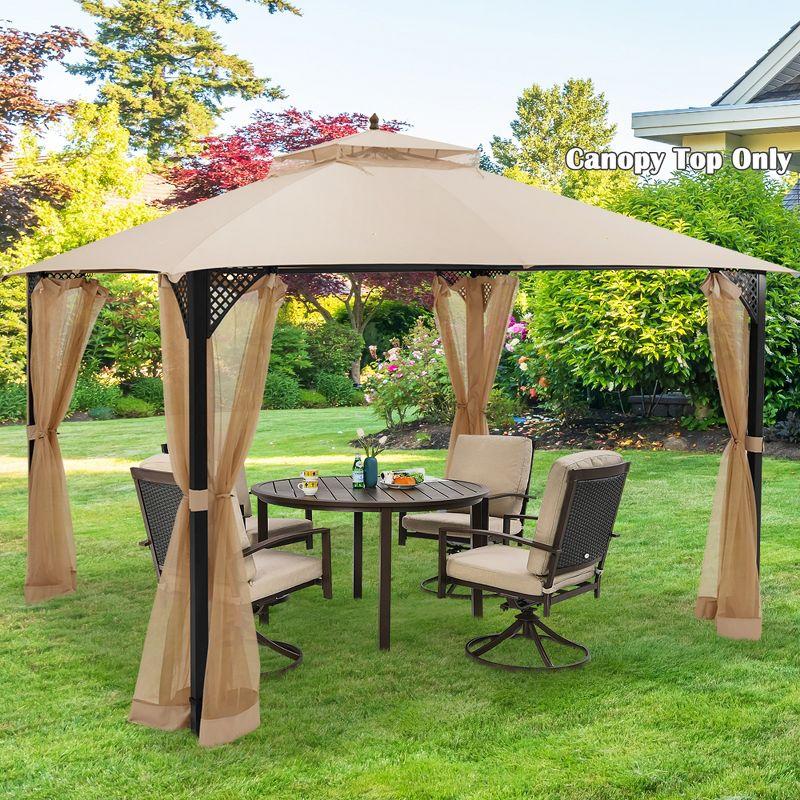 Costway 10' x 12' Patio Gazebo Replacement Top Cover 2-Tier Canopy CPAI-84 Outdoor Beige