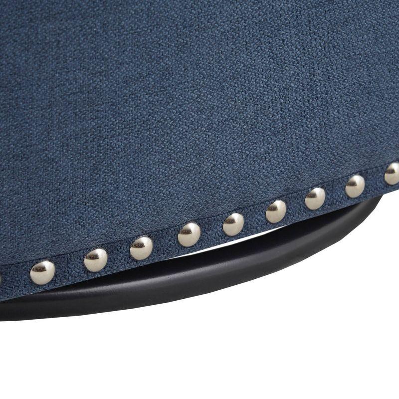 Madison Park Sheldon Swivel Chair Blue: Elegant Barrel Design, Nailhead Trim, 360° Rotation, No Assembly Required