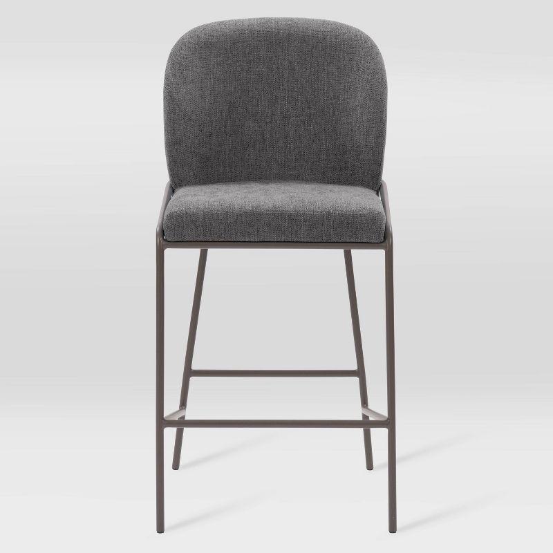 Blakeley Counter Height Barstool Dark Gray - CorLiving: Contemporary 26" High Back, Iron Legs