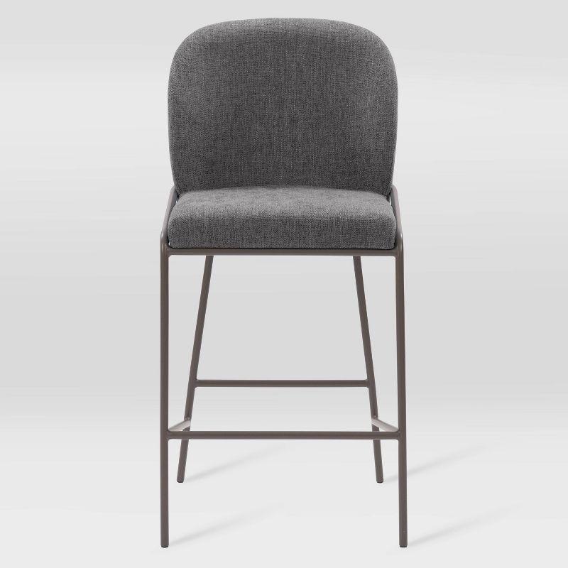 Blakeley Dark Grey Soft Fabric & Iron Counter Height Barstool