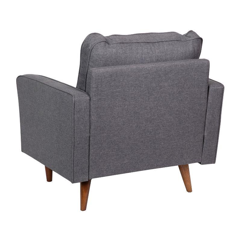 Flash Furniture Hudson Mid-Century Modern Commercial Grade Armchair with Tufted Faux Linen Upholstery & Solid Wood Legs