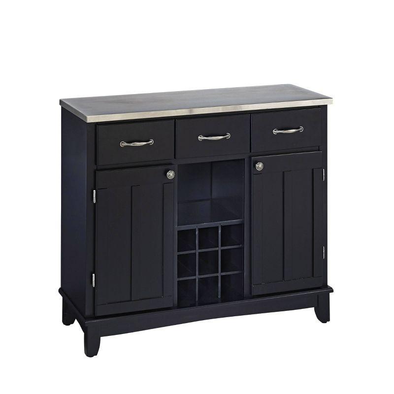 36.25" Sideboard Buffet Servers with Stainless Top Black - Home Styles: Kitchen Hutch, Credenza Console