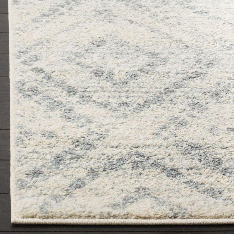 Ivory and Light Blue Geometric Square Area Rug