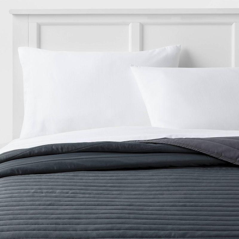 Full/Queen Satin Quilt Dark Gray - Room Essentials™: Midweight Sateen Coverlet, OEKO-TEX Certified