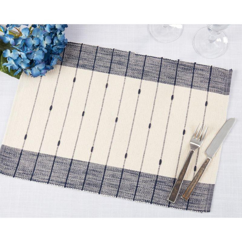 Navy Blue and Cream Cotton Striped Placemats Set of 4