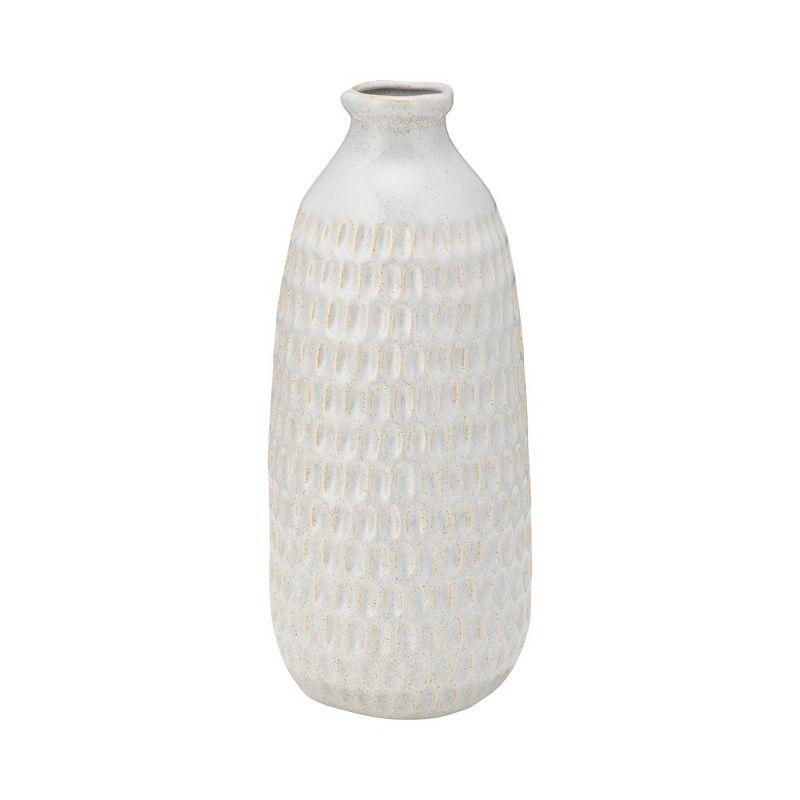 12" Oatmeal Ceramic Dimpled Decorative Vase