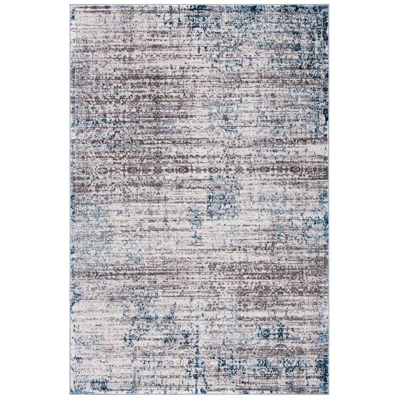 Amelia Grey/Blue Hand-Knotted Synthetic Area Rug, 5'5" x 7'7"