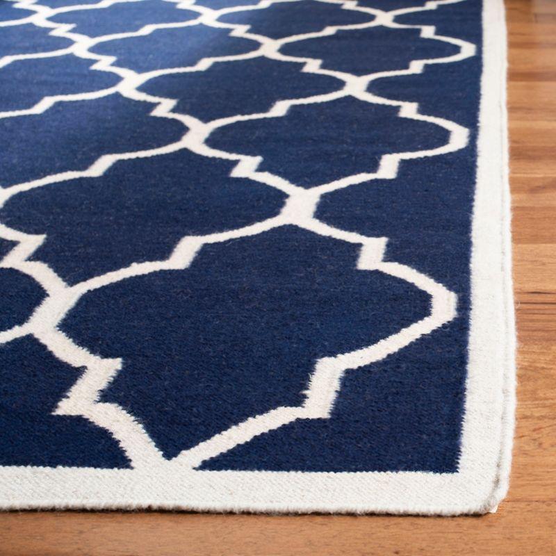 Navy and Ivory Geometric Wool Square Area Rug