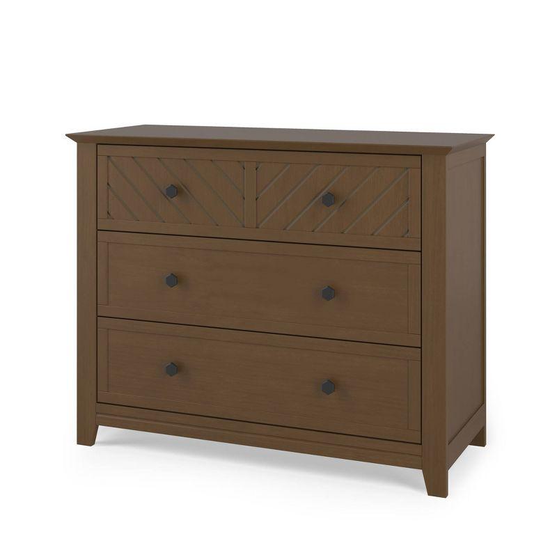 Atwood Cocoa Bean 3-Drawer Nursery Dresser with Chevron Pattern