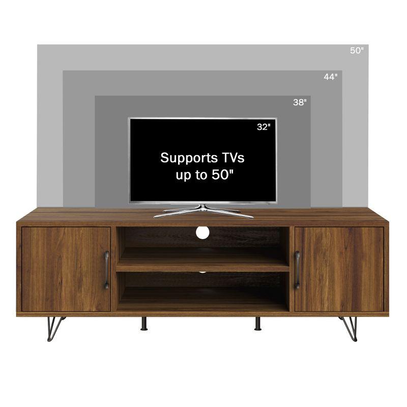 Walnut Woodgrain 60'' TV Stand with Storage & Cord Management