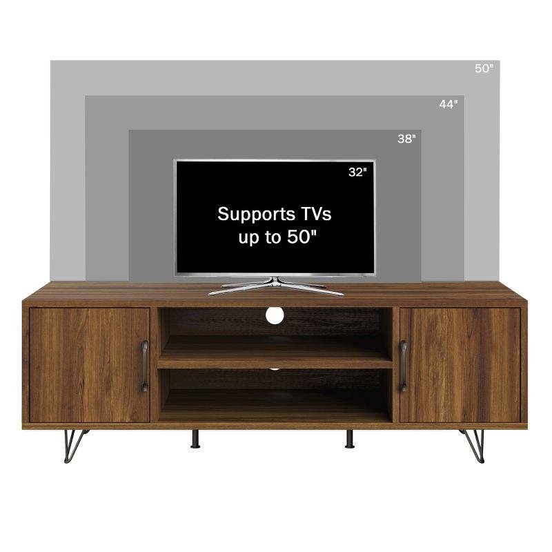 Lavish Home 50-inch TV Stand with 2 Doors, Media Shelves, Cord Management, and Hairpin Legs,  Dark Walnut