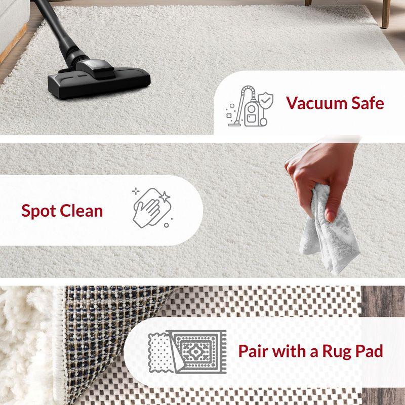 Nuloom Marleen Solid 8 Square Shag Indoor Area Rug for Living Room Bedroom Dining Room Nursery, Off White