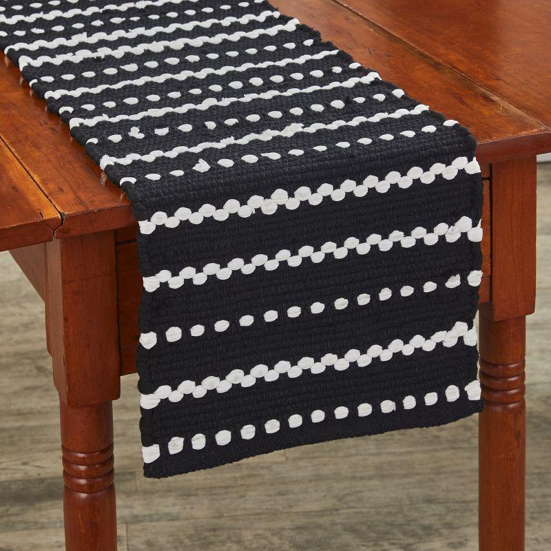 Black and White Cotton Chindi Table Runner 14" x 16"