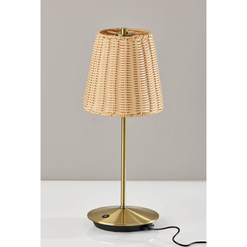 Adesso Benny Cordless Table Lamp (Includes LED Light Bulb) Antique Brass: ETL Listed, Touch Sensor, 3-Way Dimming