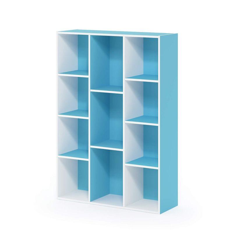 Furinno 3-tier Open Bookcase 11-Cube Floor Standing Storage Shelves Display Cabinet,Blue