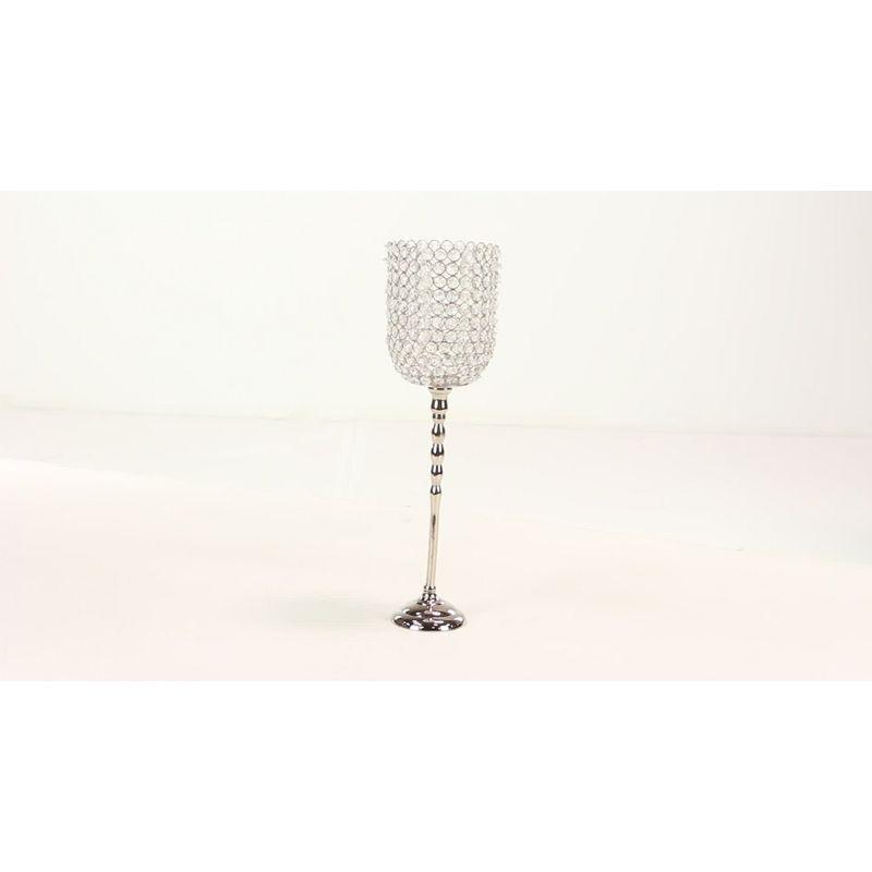 19" x 6" Glam Inverted Bell Shaped Aluminum Iron and Crystal Candle Holder - Olivia & May: Luxury Tabletop Votive Stand