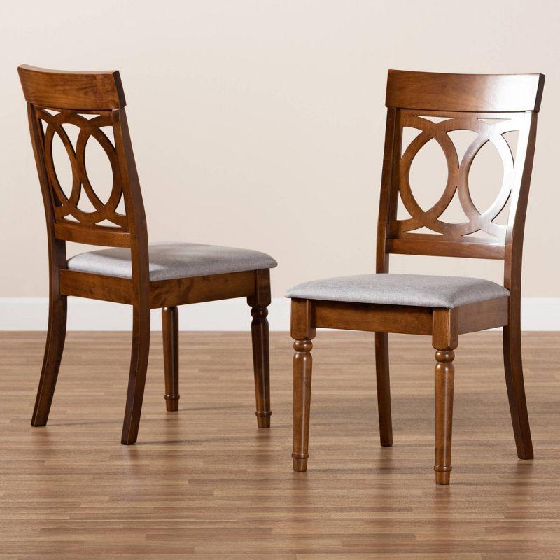 2pc Lucie Fabric and Wood Dining Chairs Set Gray/Walnut - Baxton Studio: Polyester, Spot Clean, Armless