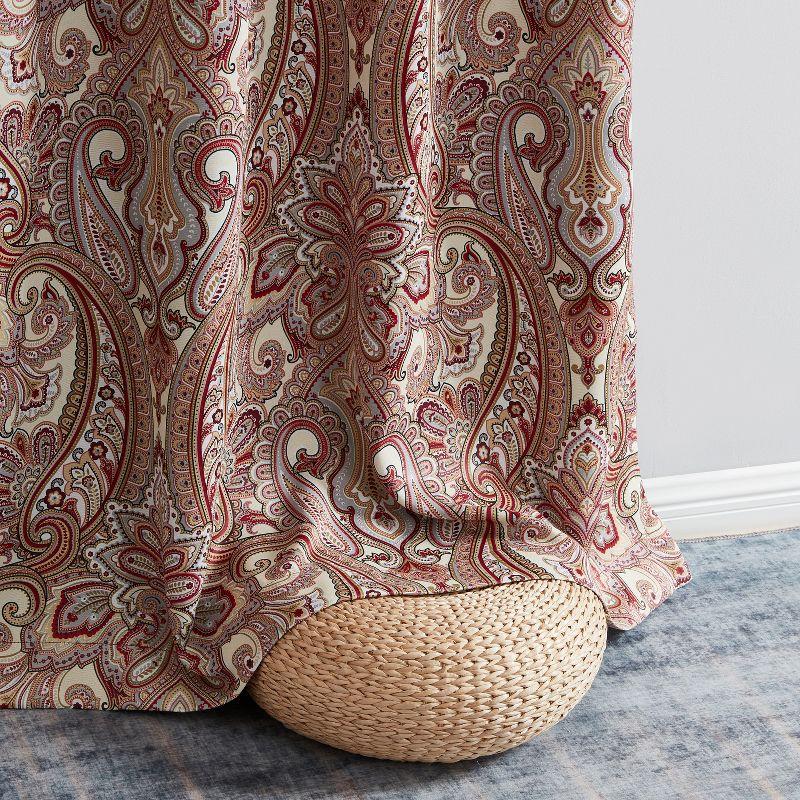 HLC.ME Paris Paisley Decorative Print Damask Pattern Light Reducing Grommet Window Curtain Panels for Bedroom, Set of 2 - Spice, 50 W x 84 L