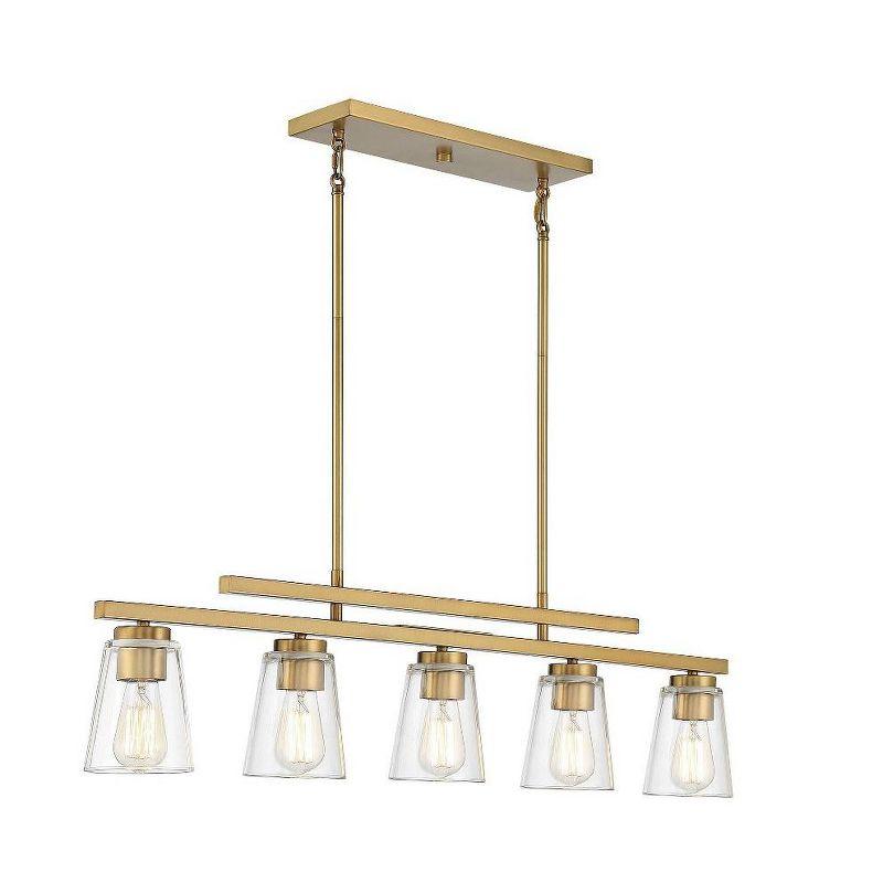 Calhoun Symmetrical Satin Nickel 5-Light Linear Chandelier