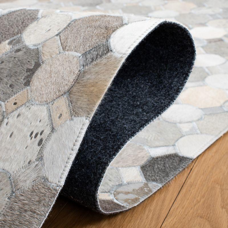 Millwood Pines Elyas Flat Weave Hair On Leather Geometric Rug