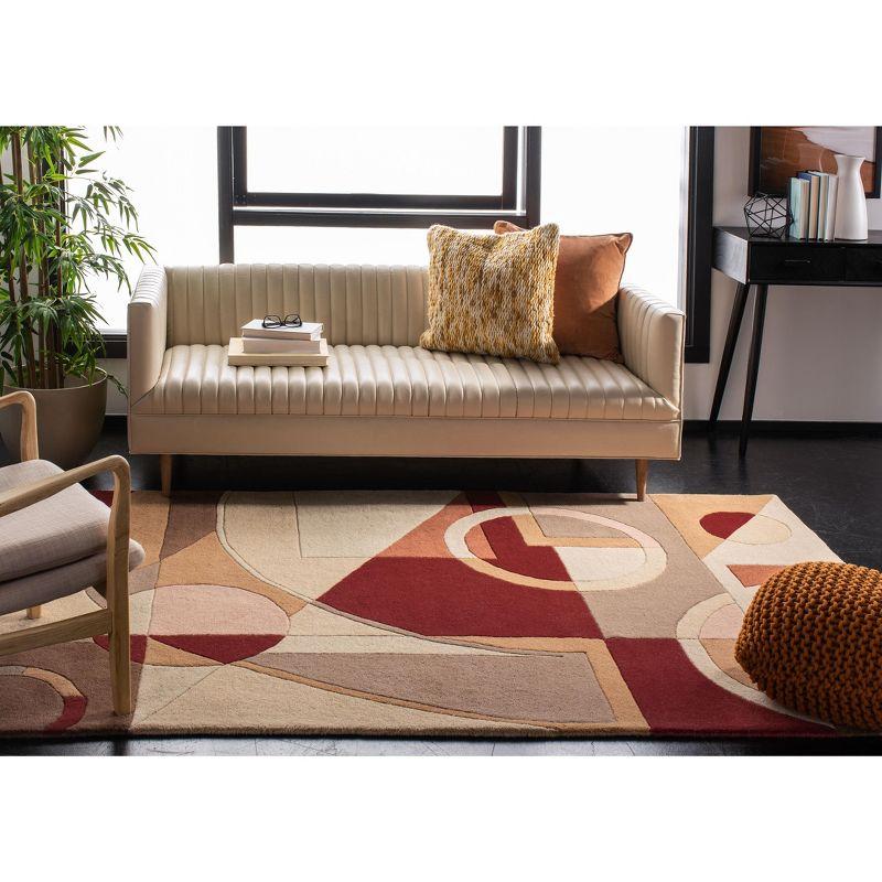 Beige and Multicolor Hand-Tufted Wool Square Area Rug