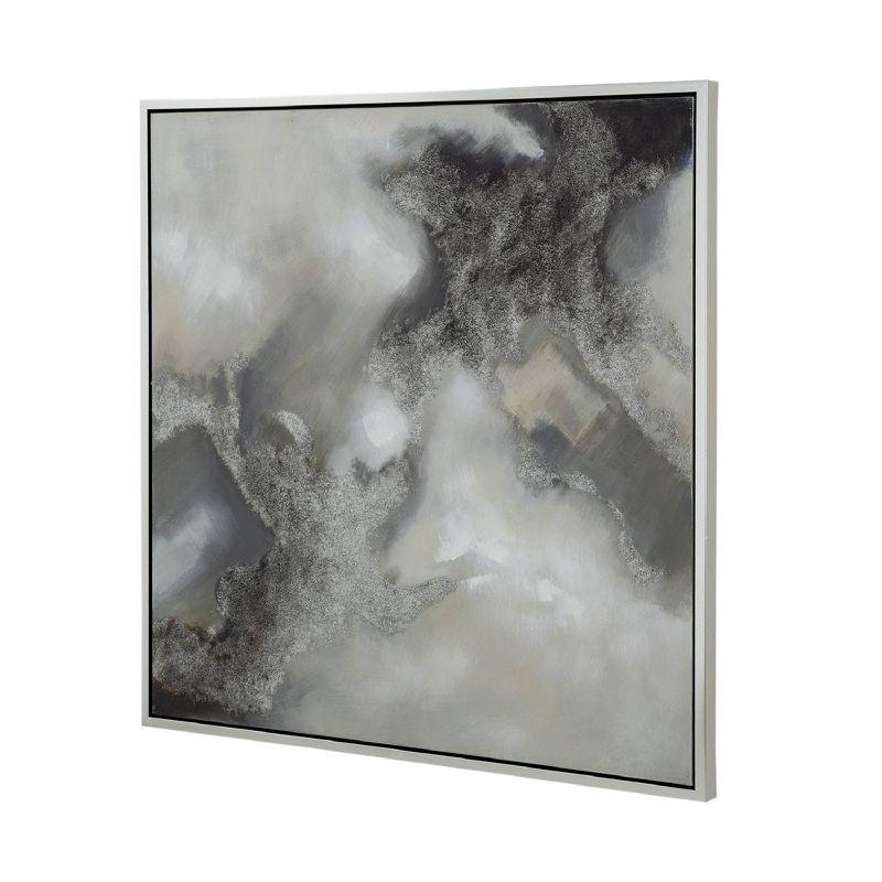 40"x40" Stormy Skies Hand Painted Wall Art with Silver Frame - A&B Home: Contemporary Art Deco, Abstract