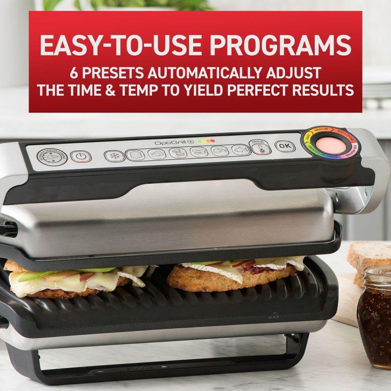 T-fal T-Fal Gc712D54 Stainless Steel Optigrill Plus Grill With Automatic Sensor Cooking Electric Grill- Blemished Packaging With 1 Year Manufacturer Warranty (Refurbished)