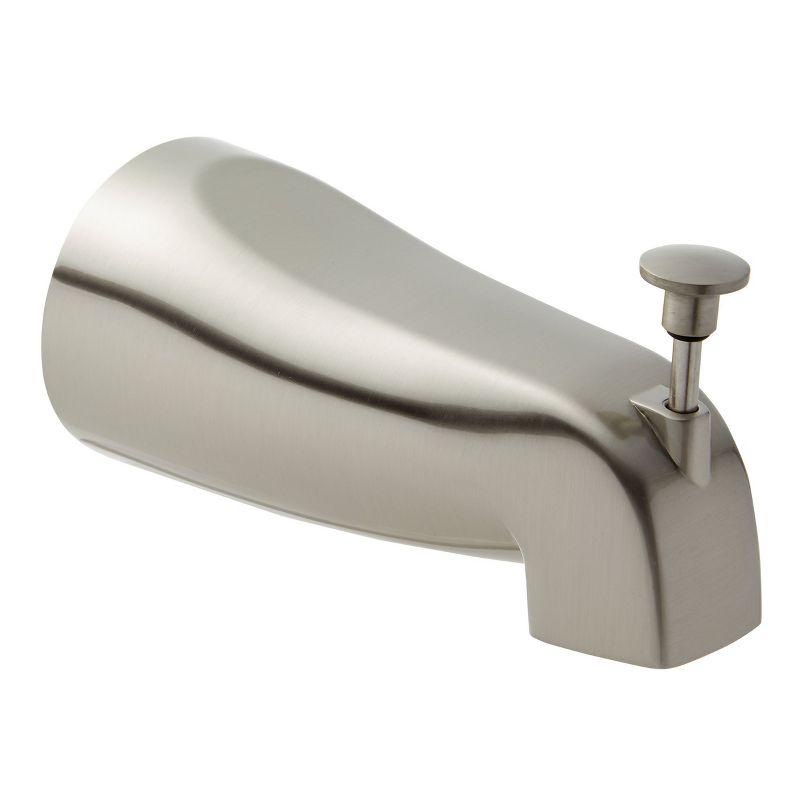 Built Industrial Brushed Nickel Bathtub Spout with Diverter, Tub Faucet with Slip-Fit Connection, 2.5 x 5 In