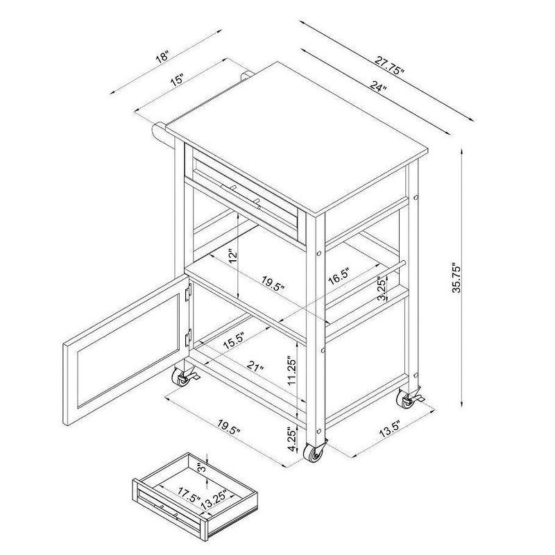 Mitchell Granite Top White Kitchen Cart with Storage