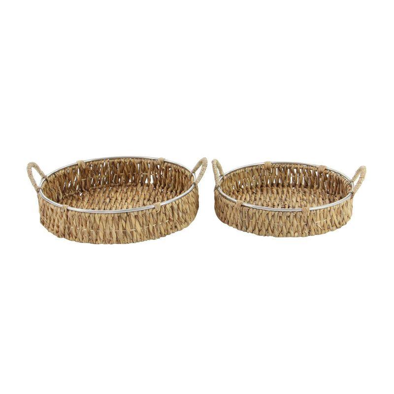 Handmade Coastal Wicker Basket With Handles - Set of 2