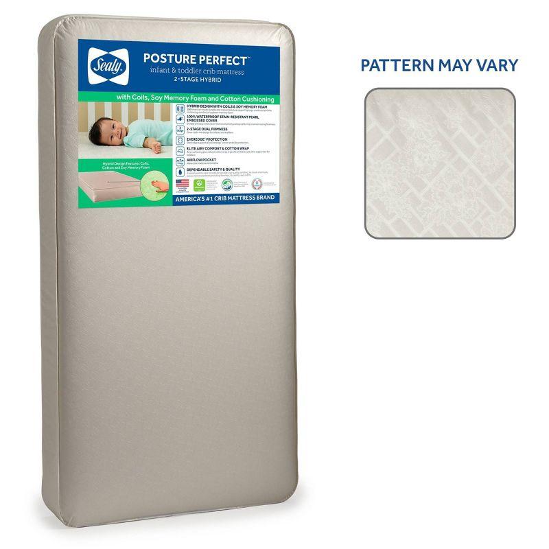 Sealy Baby Sealy Baby Posture Perfect 2 Stage Breathable Crib Mattress & Toddler Mattress, Hybrid Design, GREENGUARD GOLD Certified, 52"x28"