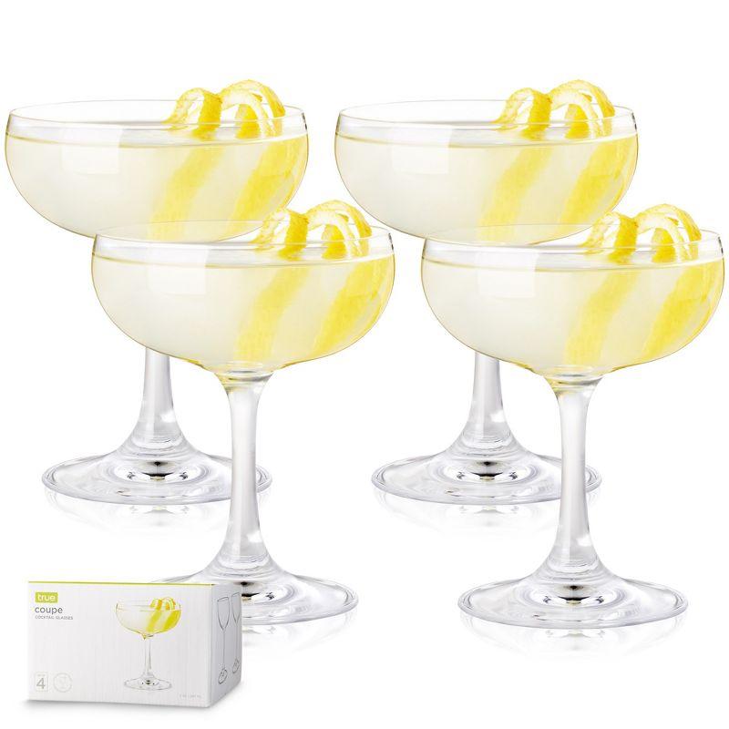 Clear 7 Oz Coupe Martini Cocktail Glasses, Set of 4