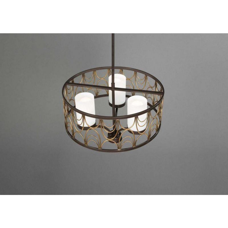 Progress Lighting Cirrine 3-Light Chandelier, Antique Bronze, Etched White Glass