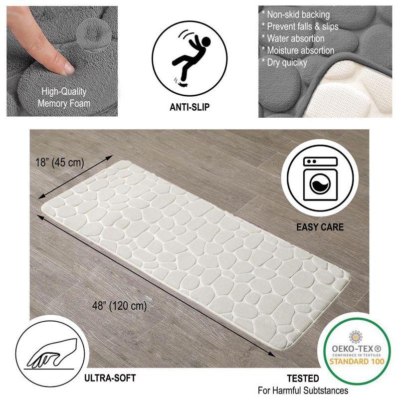 Evideco Pebble Runner Mat - Memory Foam - 48"L x 18"W for Kitchen, Bathroom and more